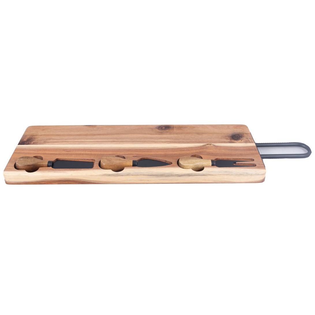 Home Nature Juego Tabla de Madera para Quesos con 3 Utensilios 
42.5*16*2 Cm