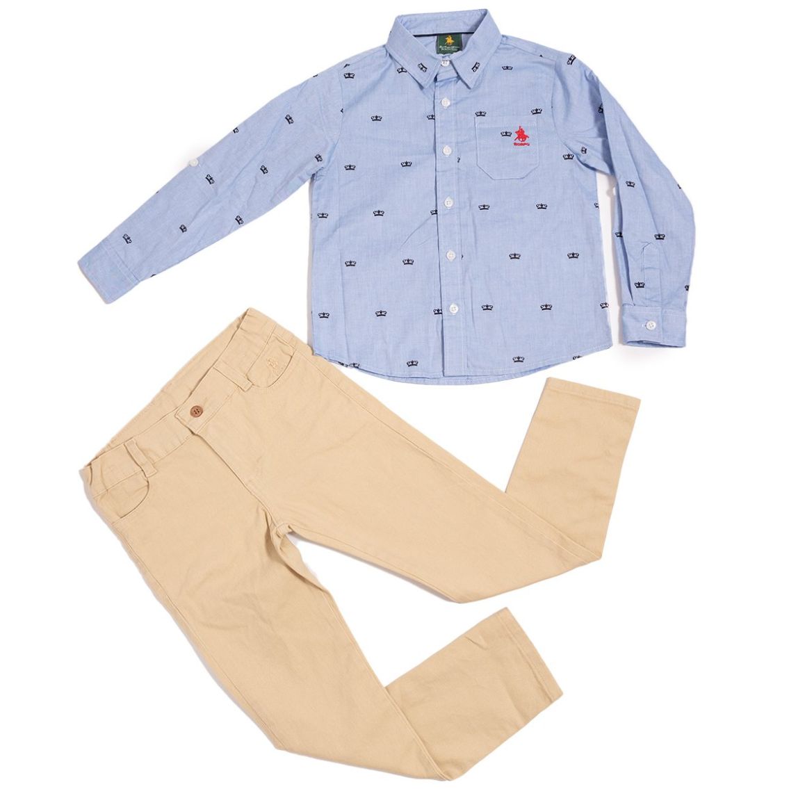 Conjunto para Niño 2 Piezas Camisa Manga Larga Pantalón Gabardina Royal Polo Club