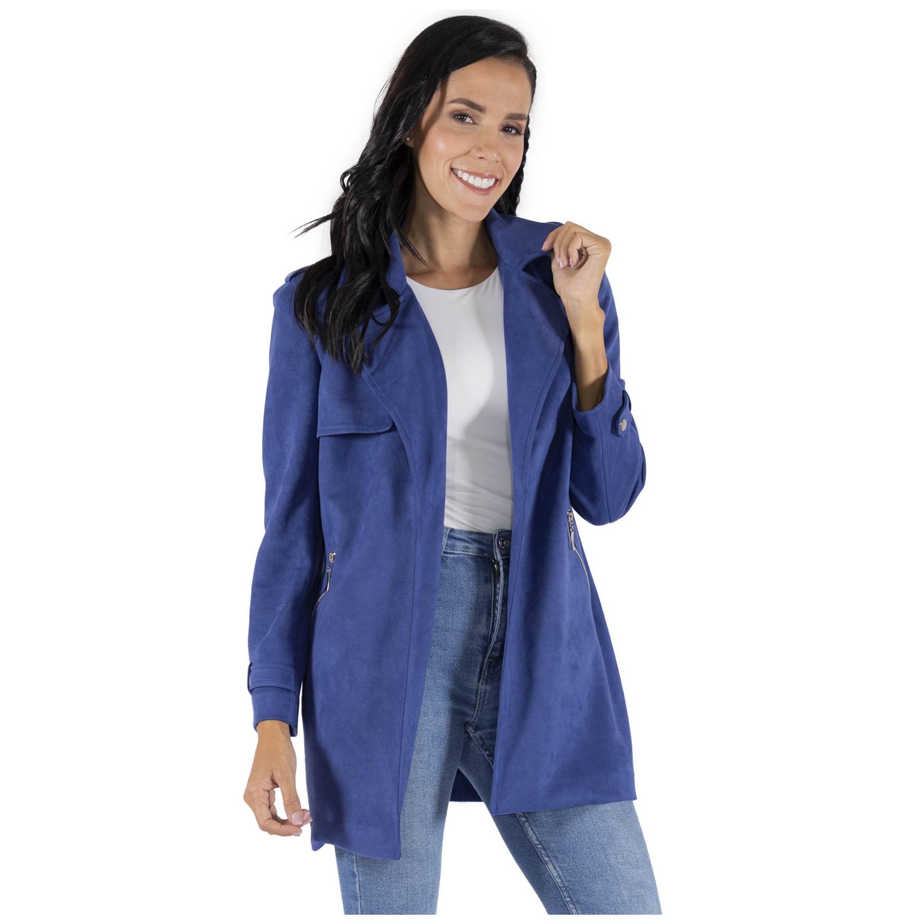 Abrigo Shyla Suede Suelto Charreteras Shyla para Mujer