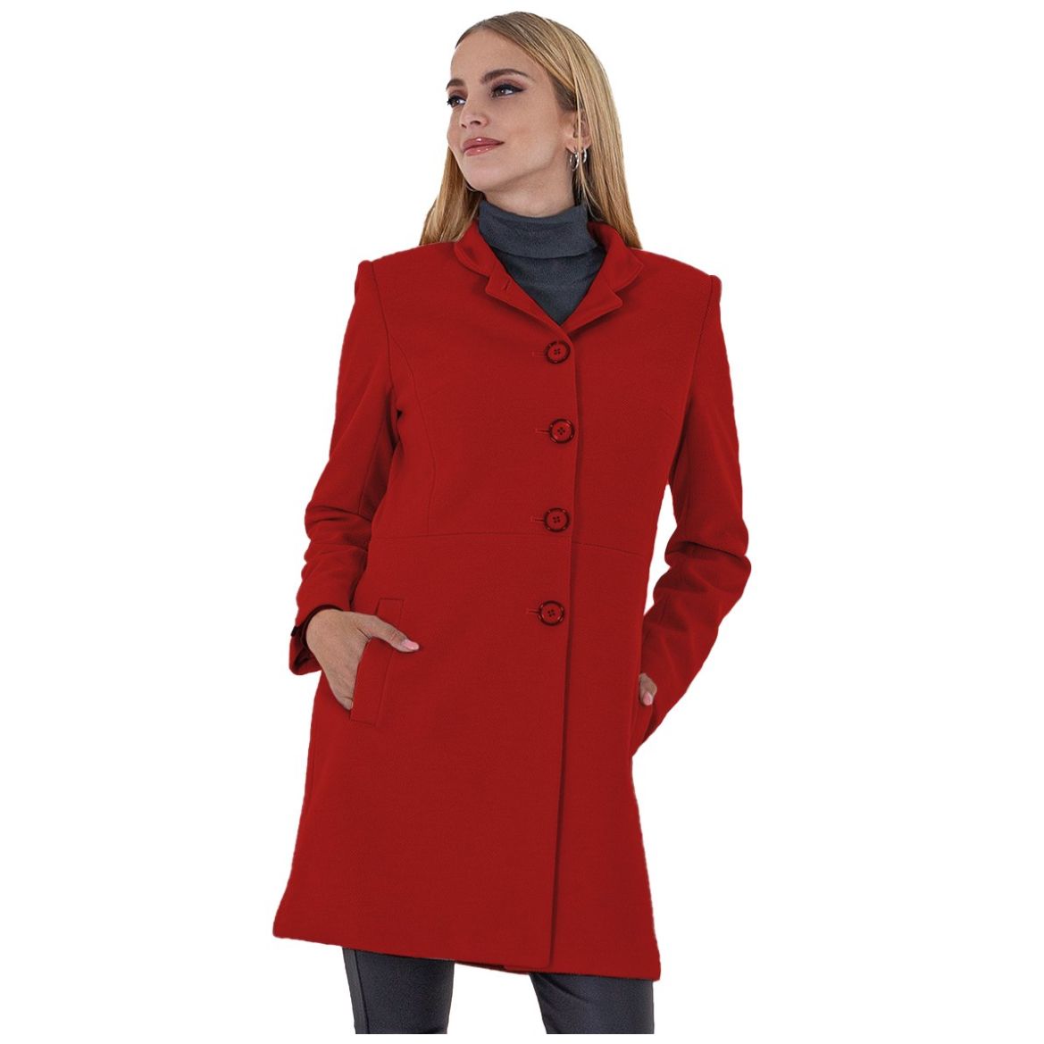 Abrigo Cuello Mao Botones al Frente Shyla