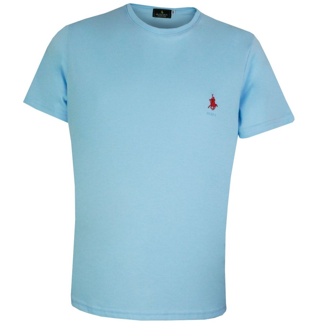 Playera Polo Club Manga Corta Cuello Redondo Celeste para Hombre