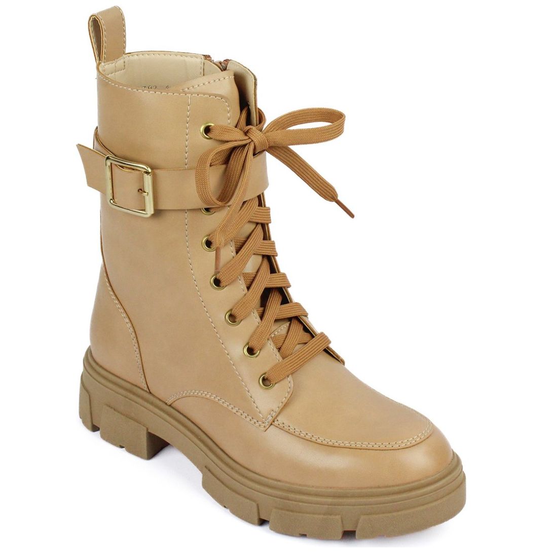 Bota Combat con Agujeta y Hebilla Michel Domit