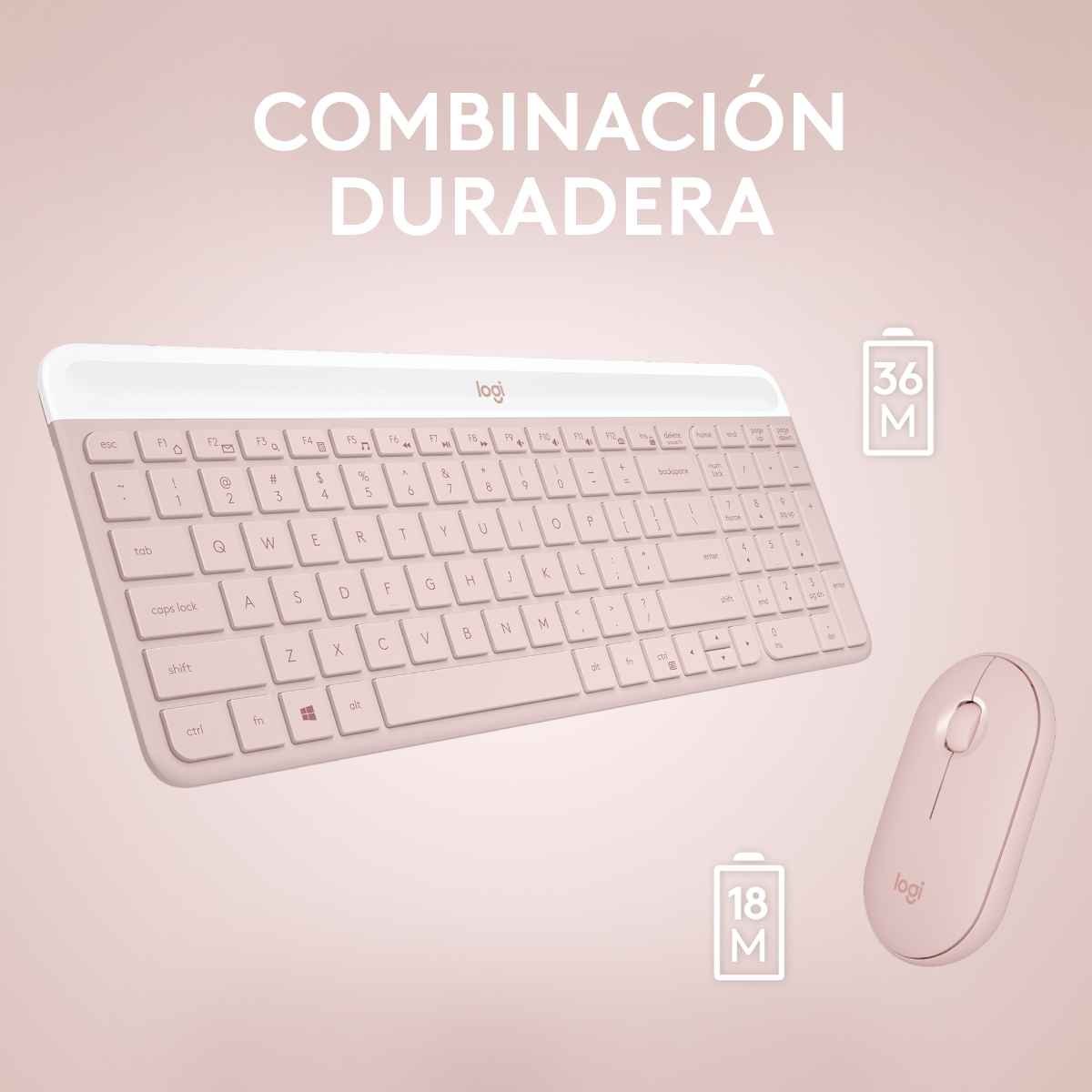 Mouse y Teclado Logitech Mk470 Rosa