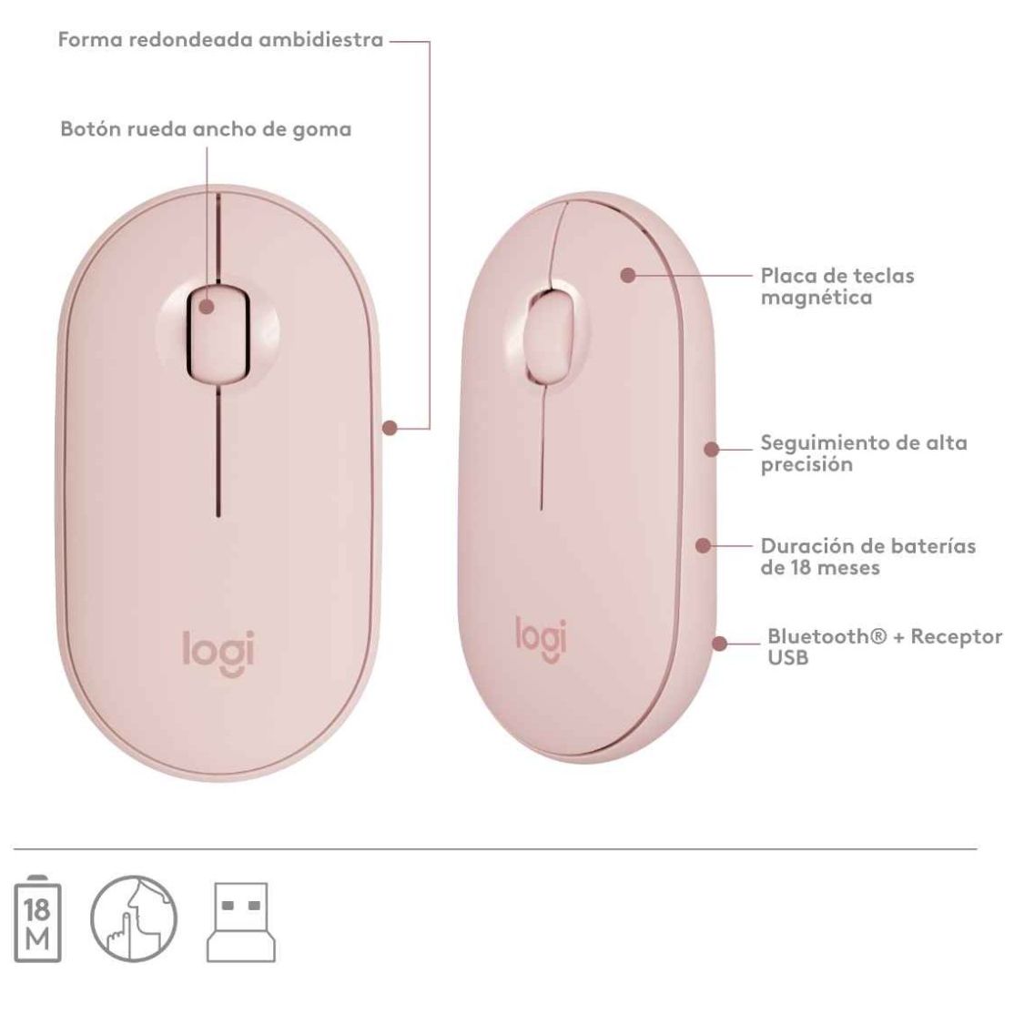 Mouse y Teclado Logitech Mk470 Rosa