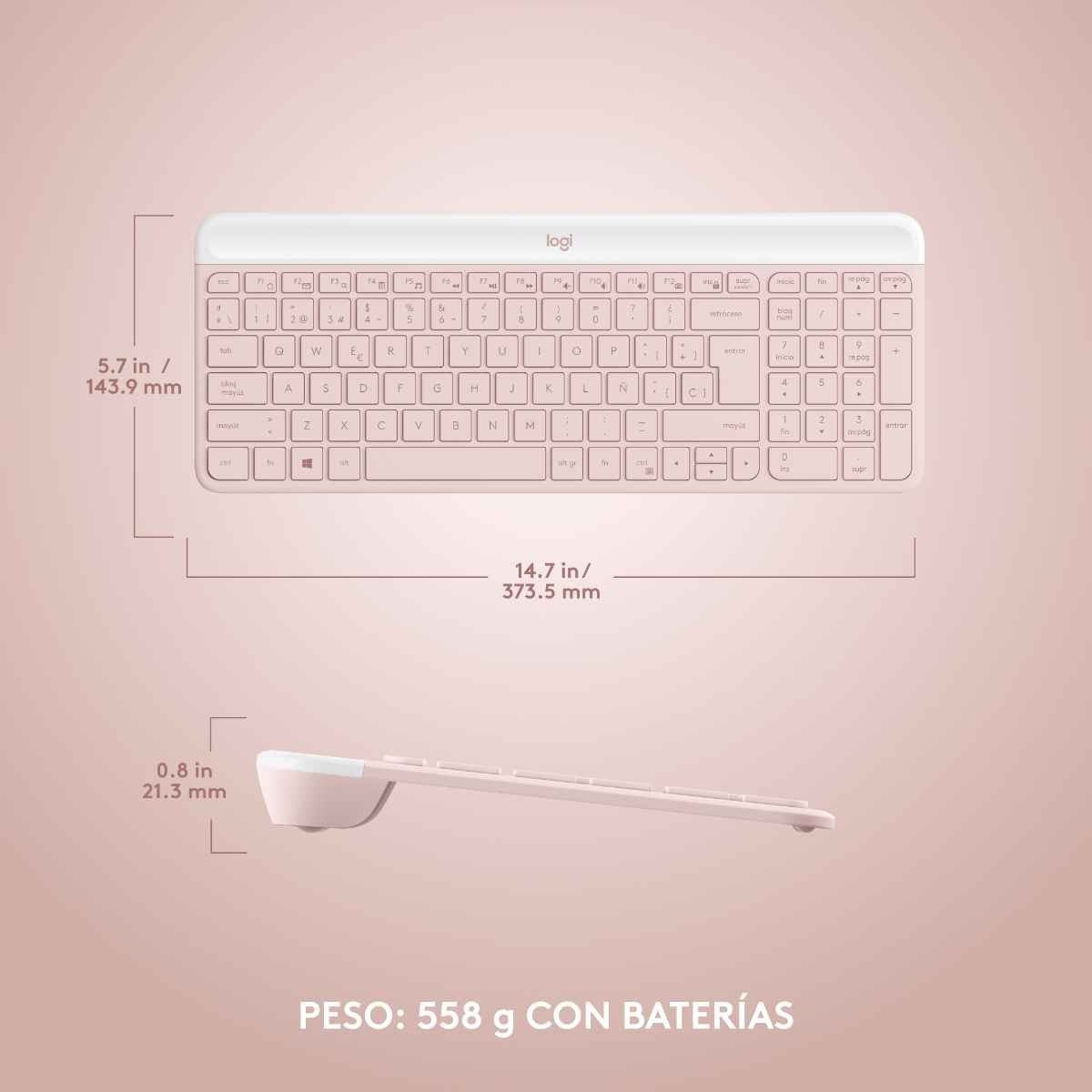 Mouse y Teclado Logitech Mk470 Rosa