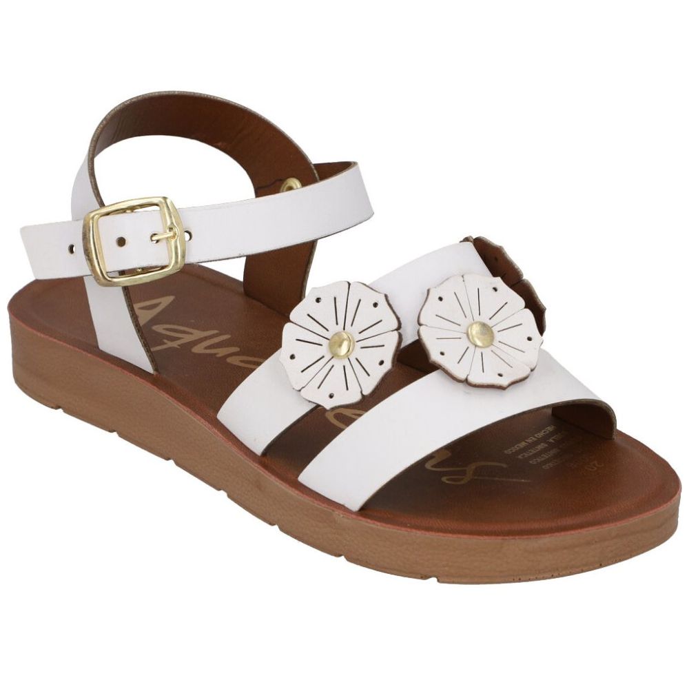 Sandalia Aqualetas Flores con Hebilla 17-21 Blanco