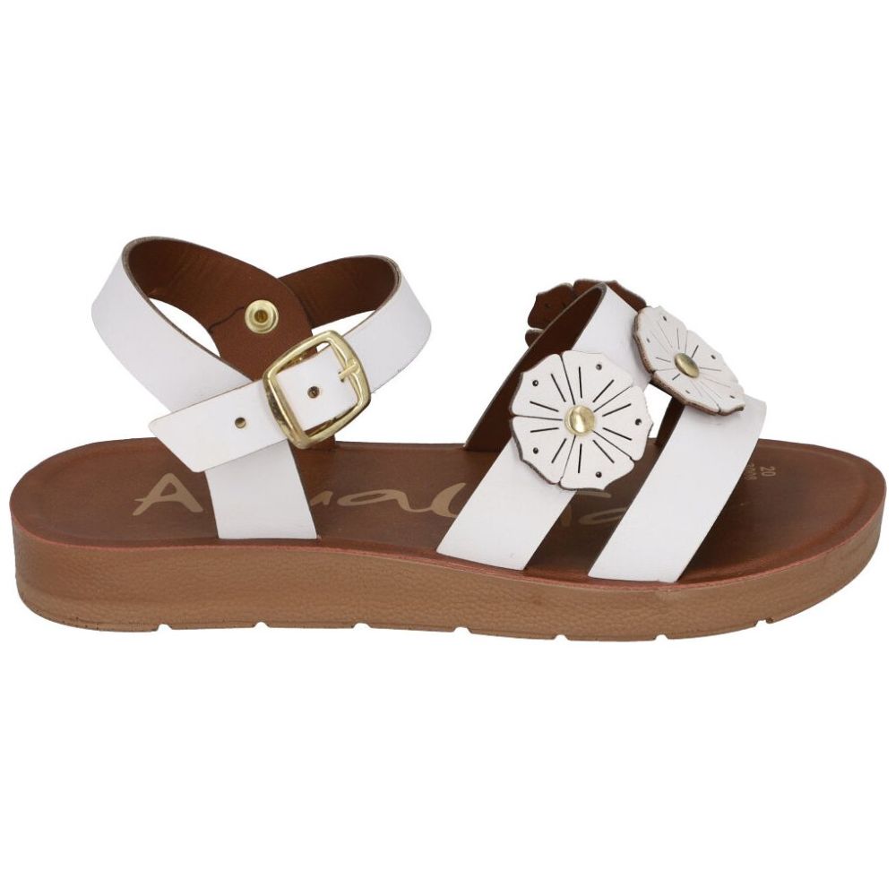 Sandalia Aqualetas Flores con Hebilla 17-21 Blanco