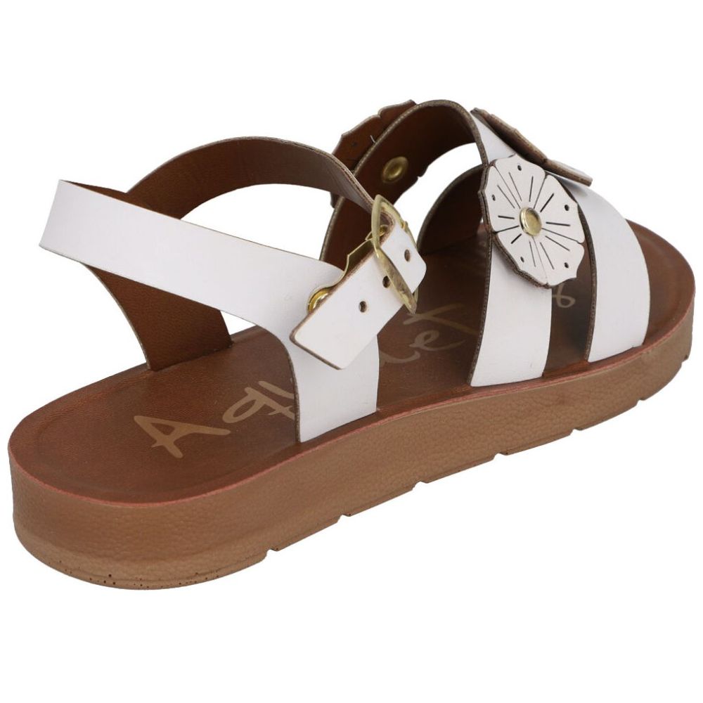 Sandalia Aqualetas Flores con Hebilla 17-21 Blanco