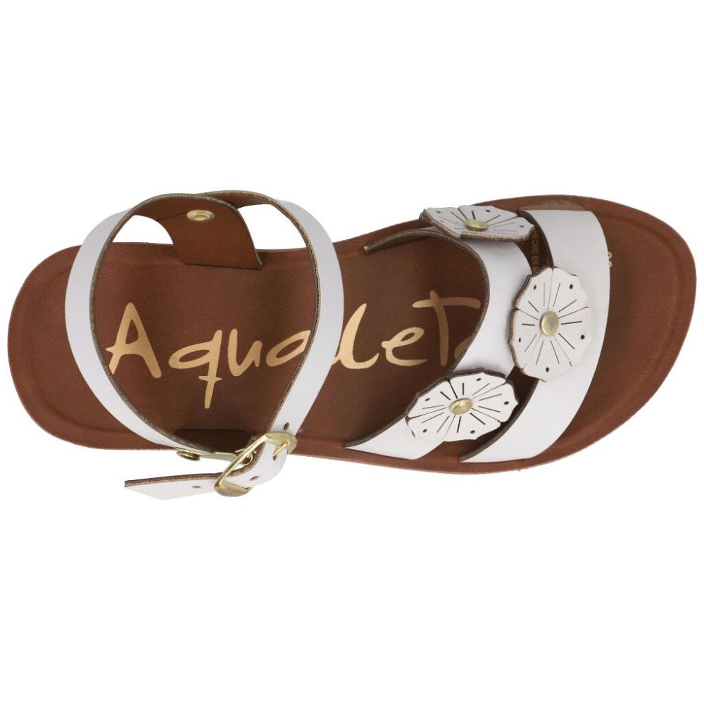 Sandalia Aqualetas Flores con Hebilla 17-21 Blanco