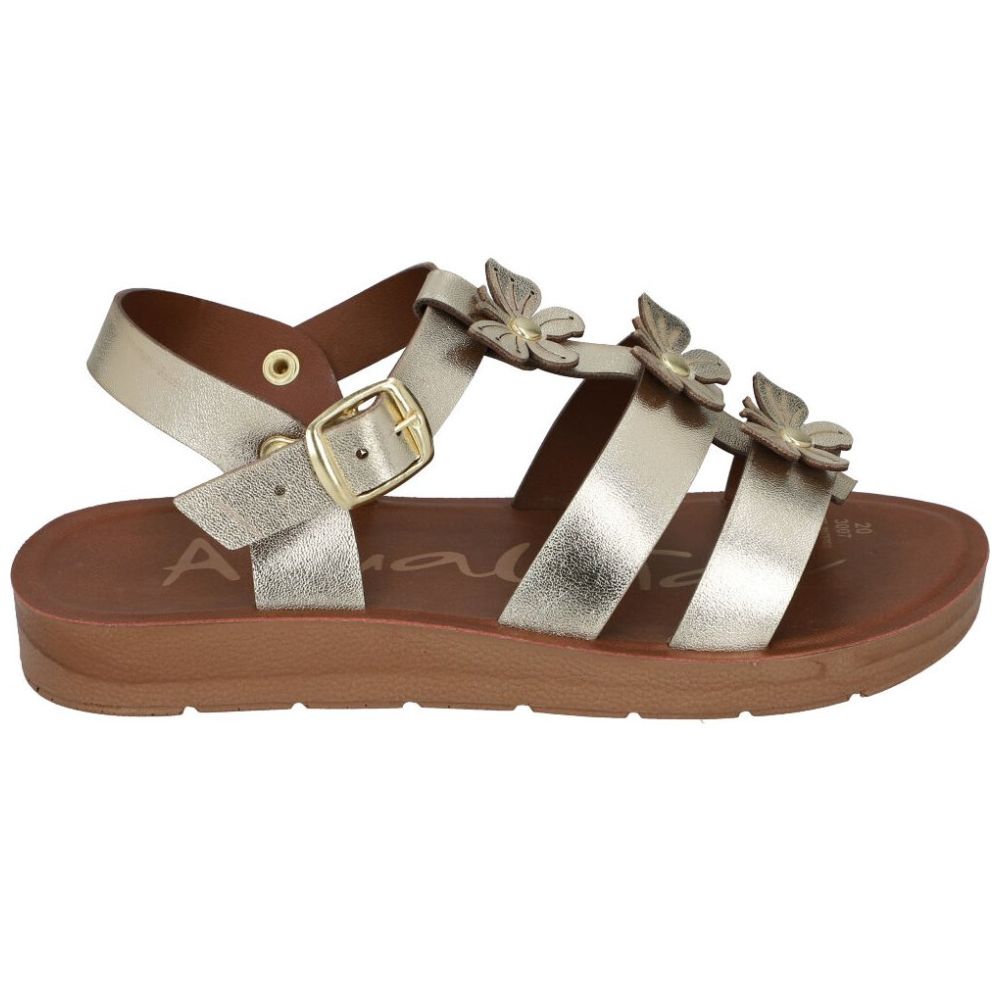 Sandalia Aqualetas Flores con Hebilla 17-21 Oro