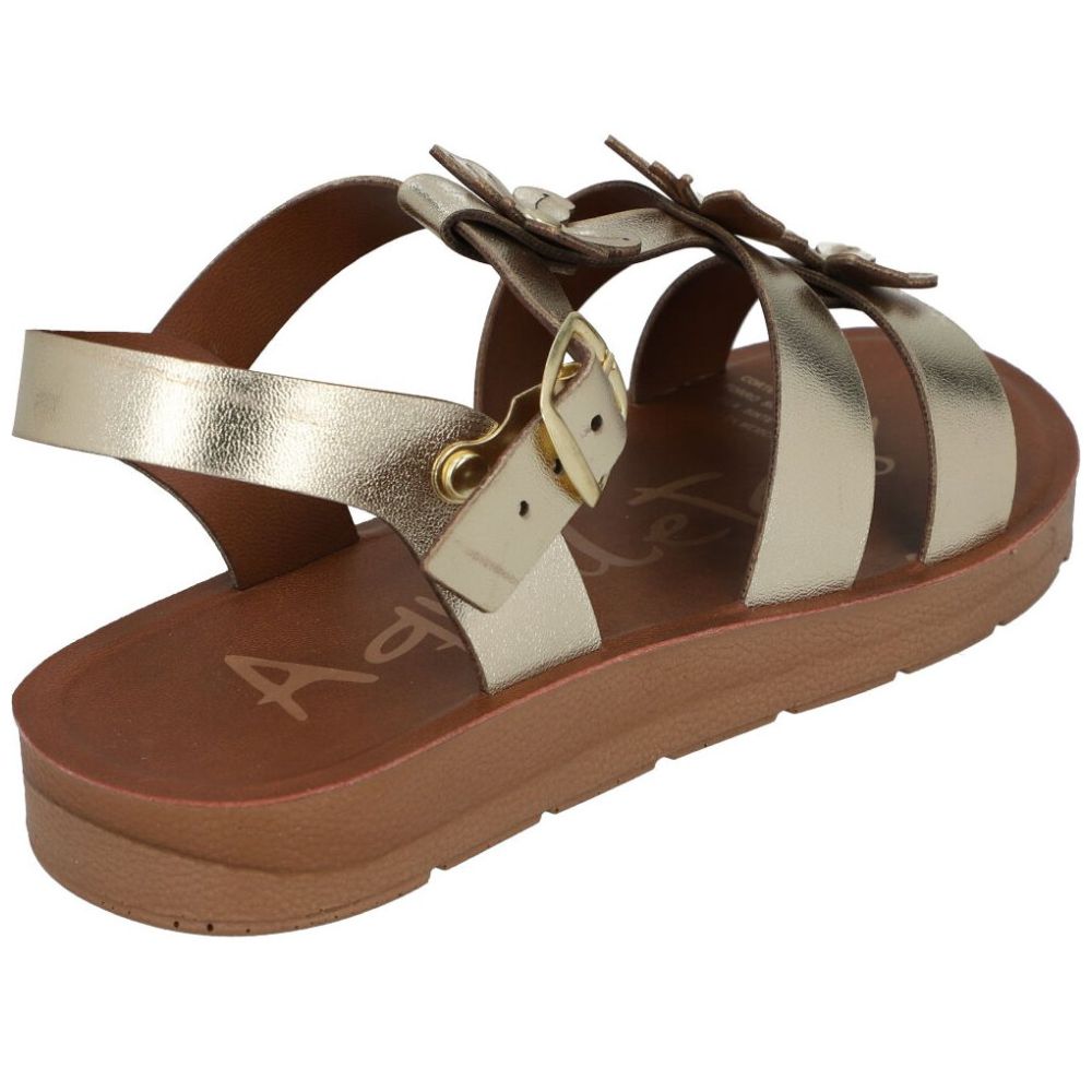 Sandalia Aqualetas Flores con Hebilla 17-21 Oro