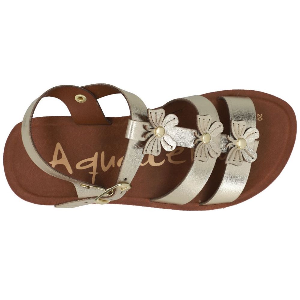 Sandalia Aqualetas Flores con Hebilla 17-21 Oro
