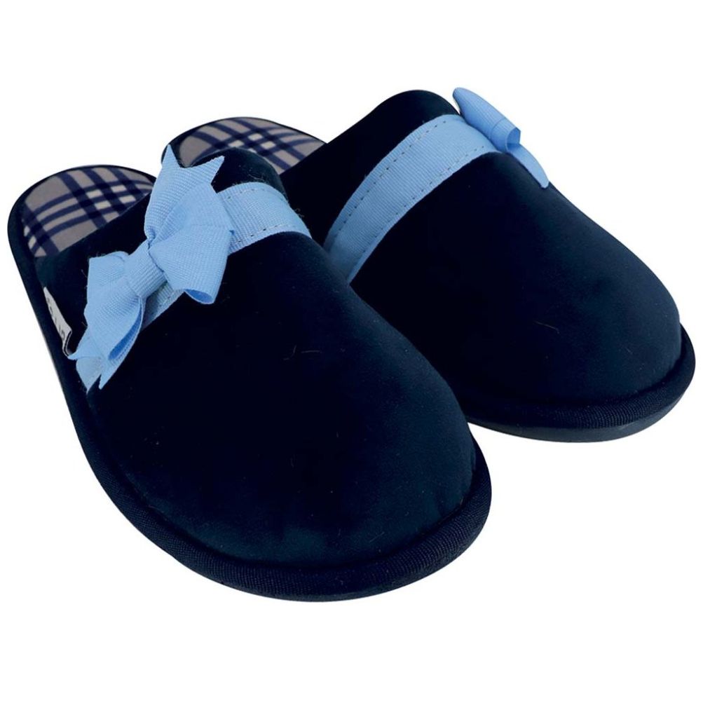 Pantufla Azul Destalonada con Moño Arra