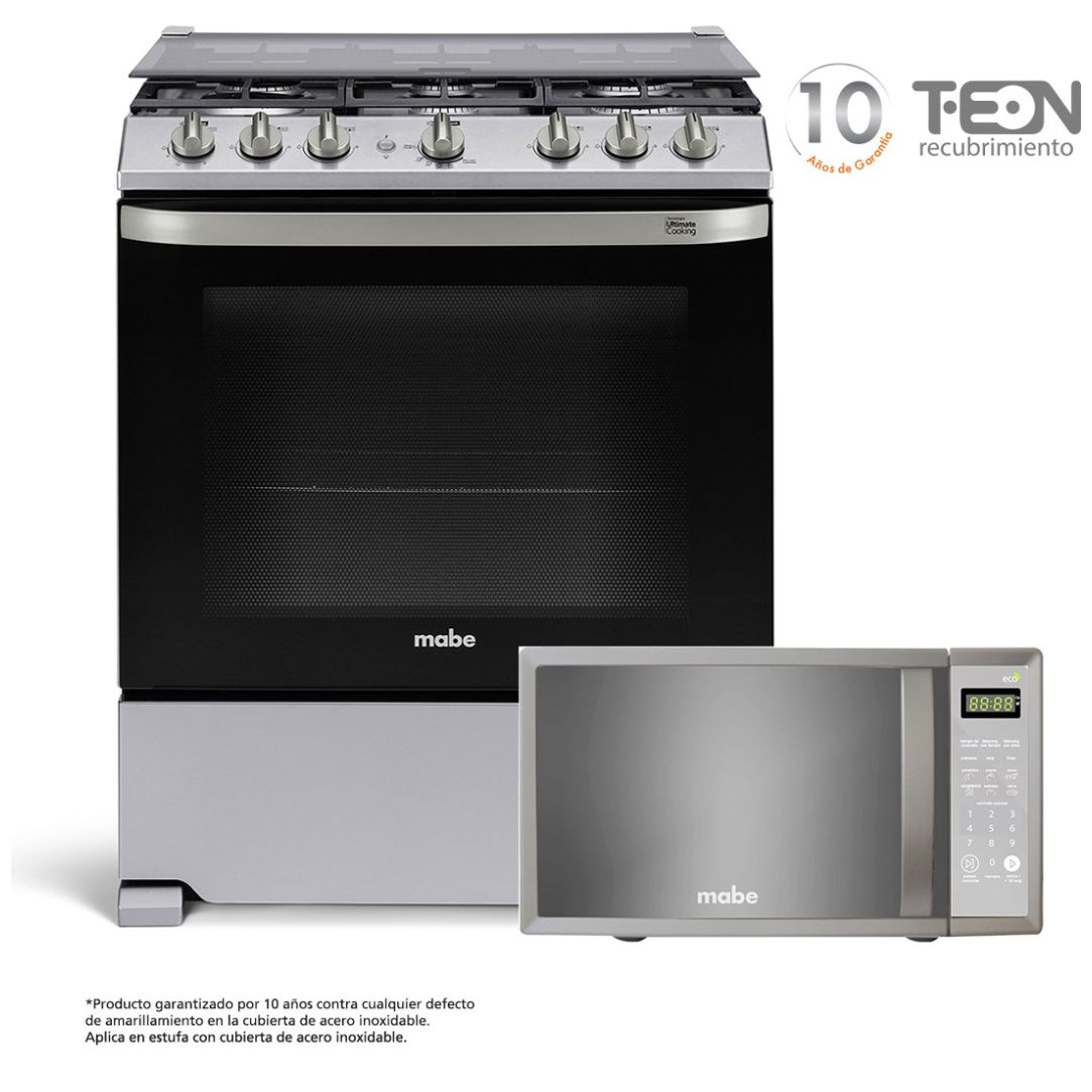 Combo Buen Fin Mabe Estufa 30 Cms Emh7612Dss Inoxidable y Horno de Microondas Hmm70Sej