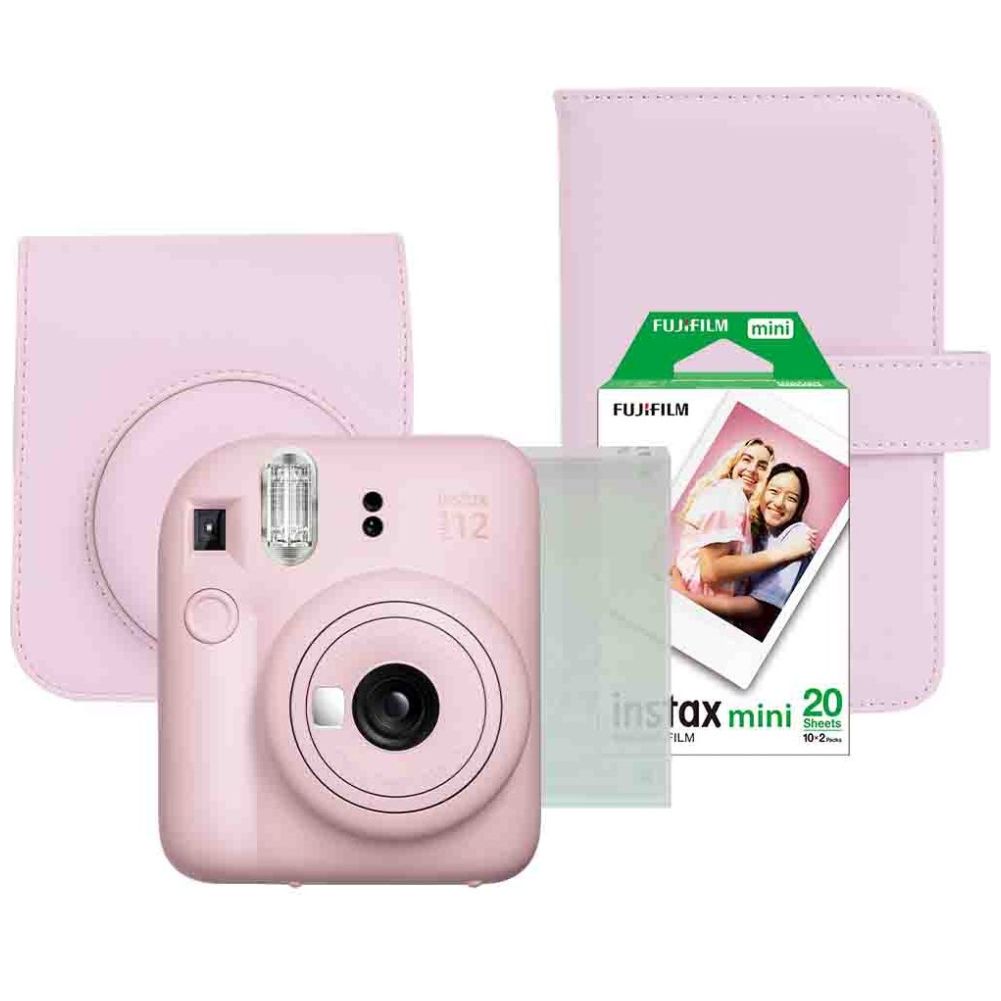 Paquete Instax Mini 12 Rosa+ Álbum+ Funda