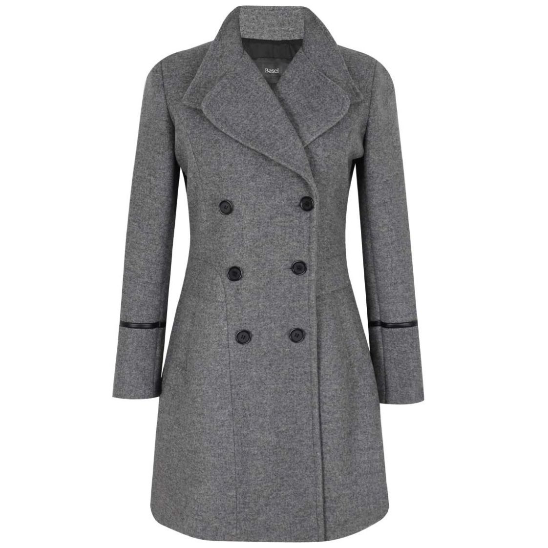 Abrigo Basel Cuello Solapa Diseño Cruzado con Botones y Vivos en Puños
