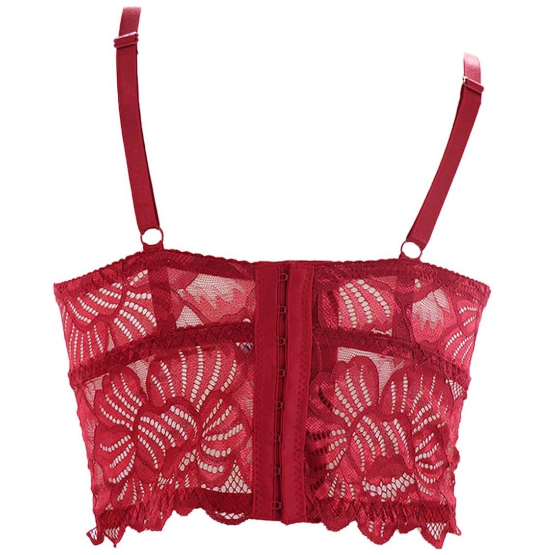 Brasier Copa Preformada Peto Largo Rojo Couture