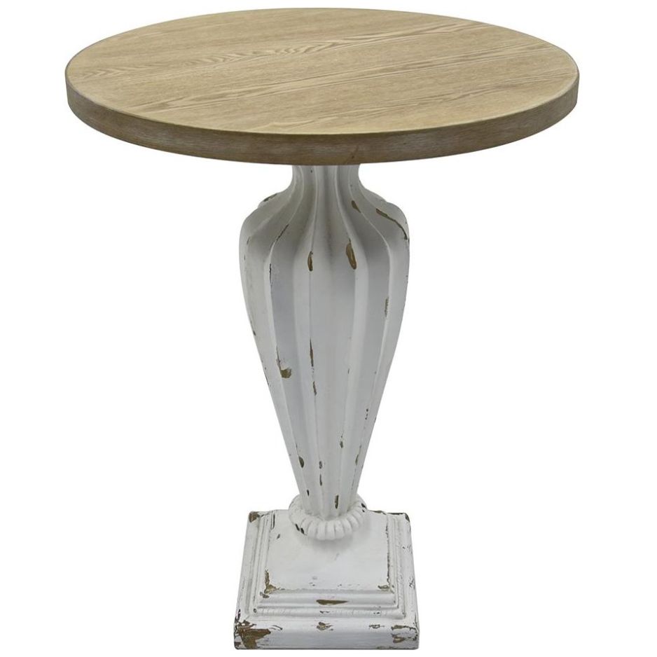 Mesa Ocasional Pedestal White Vintage Home