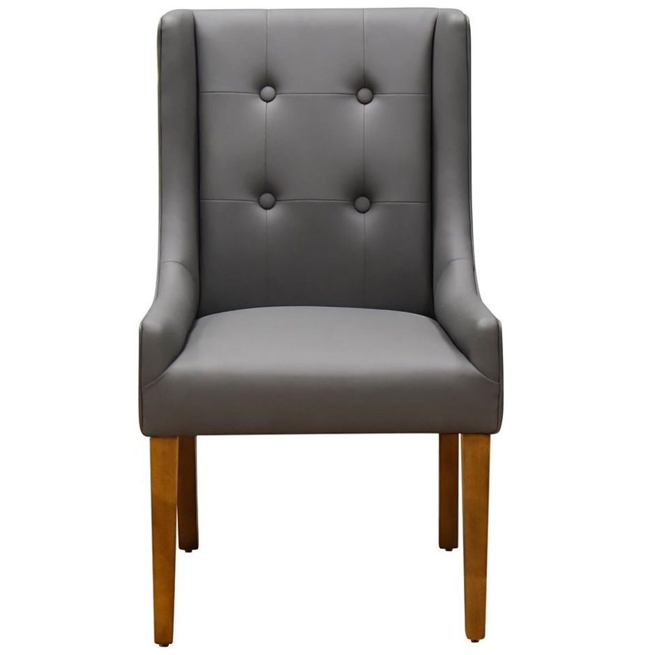 Silla Miso Wing Leather Gray Vintage Home