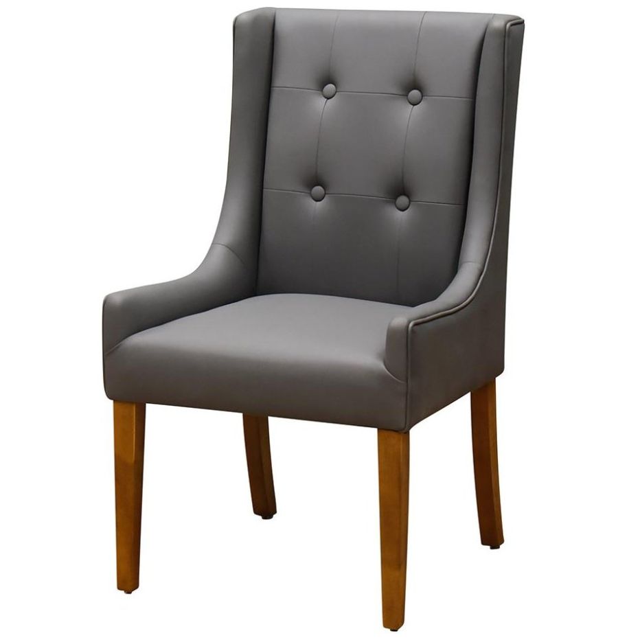 Silla Miso Wing Leather Gray Vintage Home