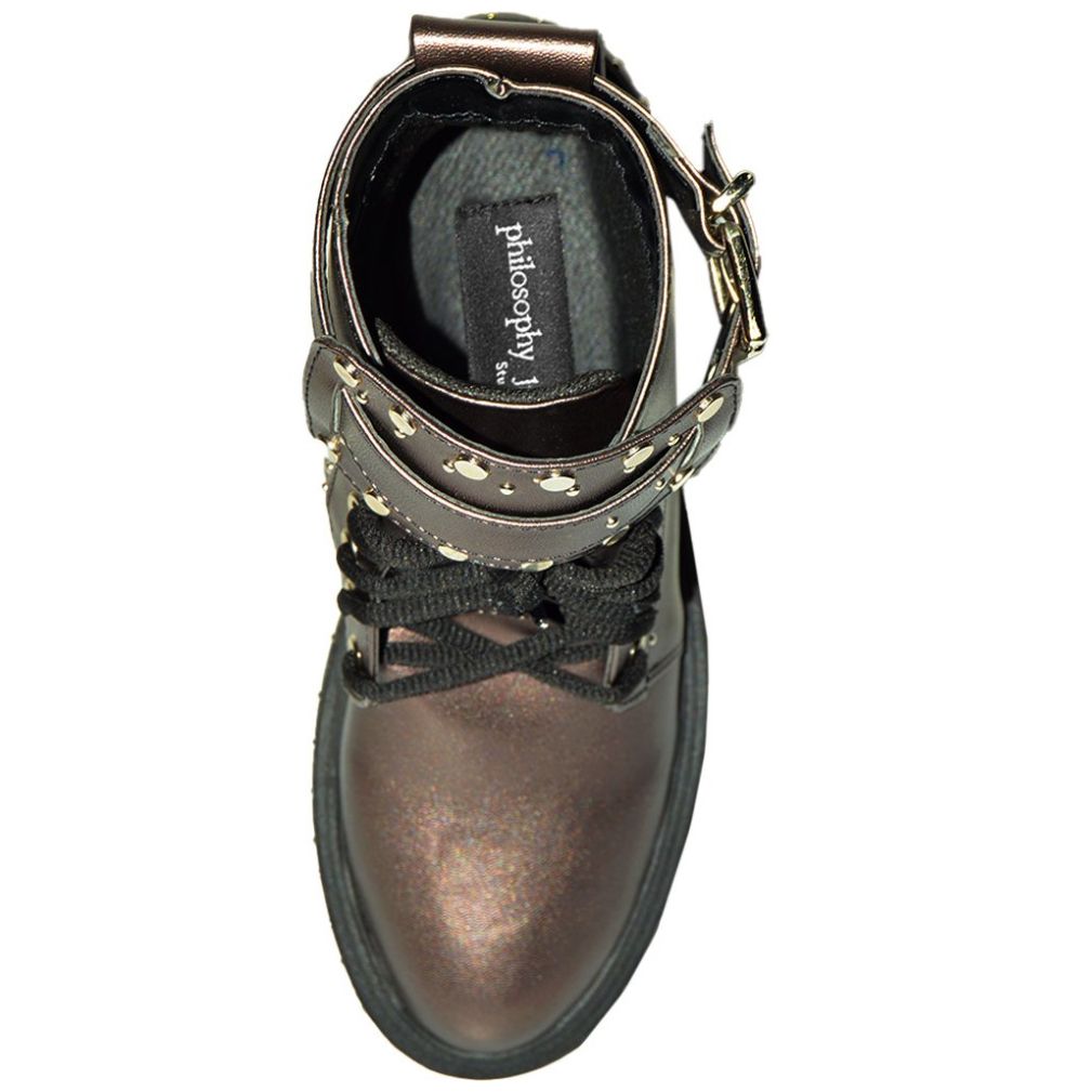 Bota Café con Estoperoles Y Hebilla Ajustable Philosophy