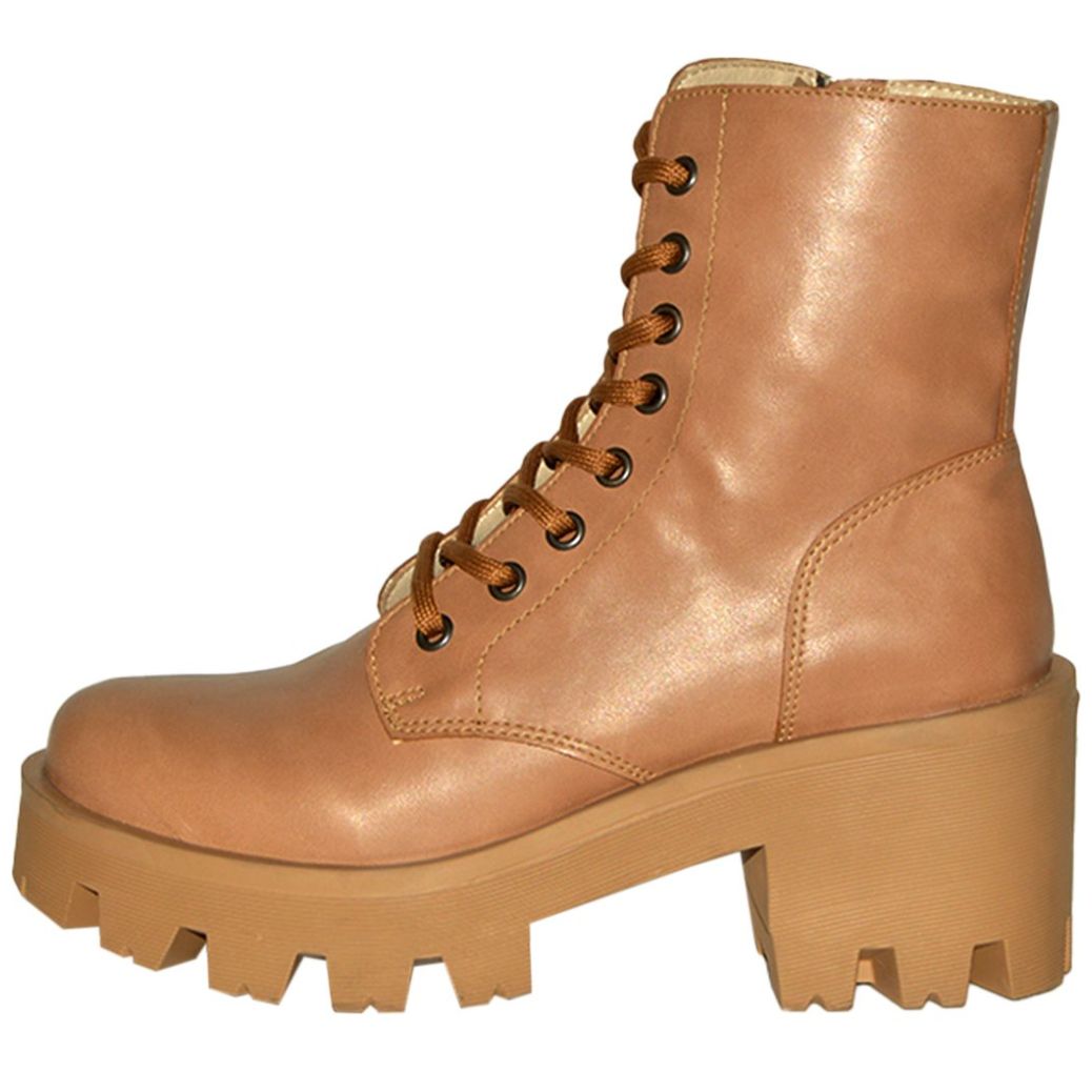 Bota Café con Plataforma Y Cierre Lateral Philosophy