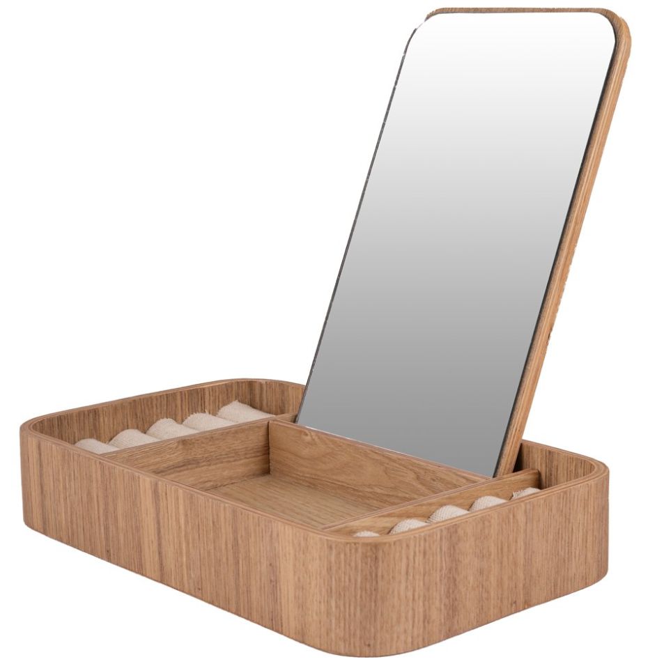 Home Nature Joyero de Madera con Espejo Beauty 23X13.5X4 Cm