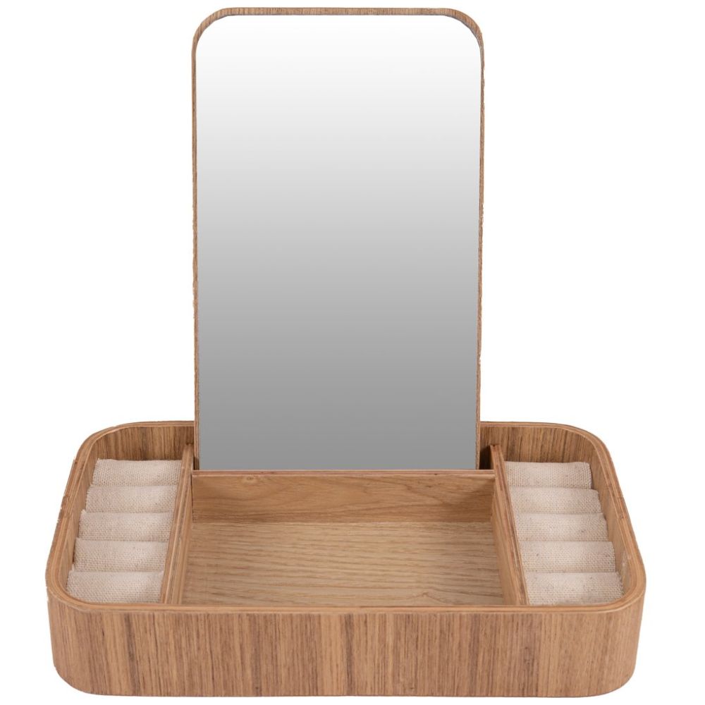 Home Nature Joyero de Madera con Espejo Beauty 23X13.5X4 Cm