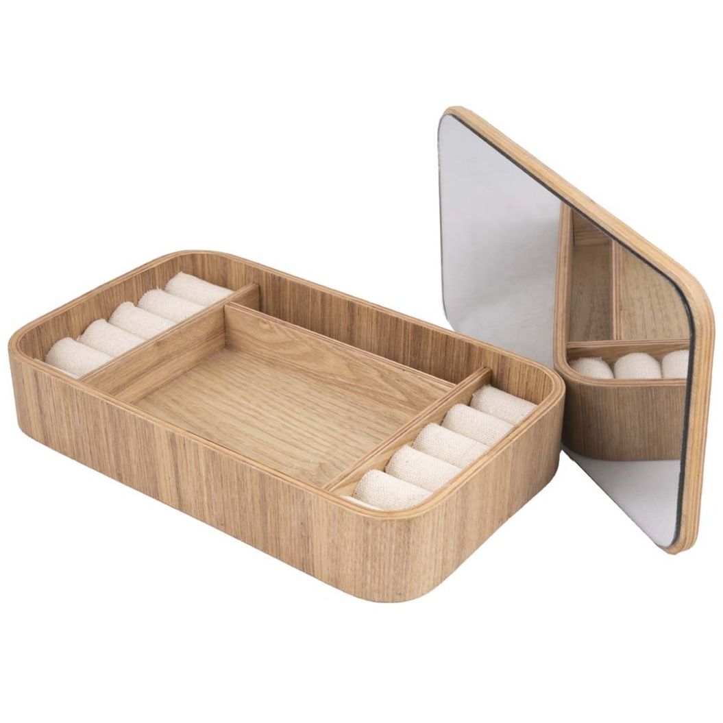 Home Nature Joyero de Madera con Espejo Beauty 23X13.5X4 Cm