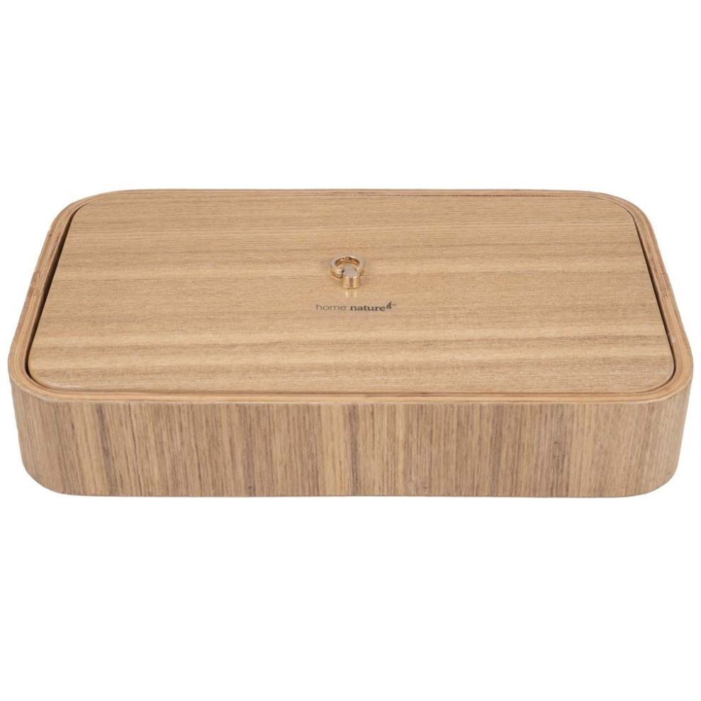Home Nature Joyero de Madera con Espejo Beauty 23X13.5X4 Cm