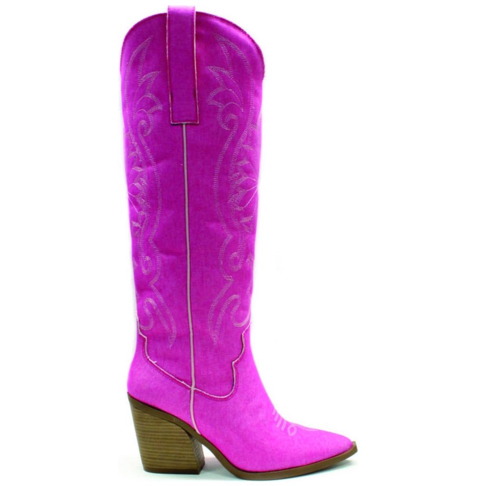 Bota Rosa Alta Estilo Cowboy Perugia