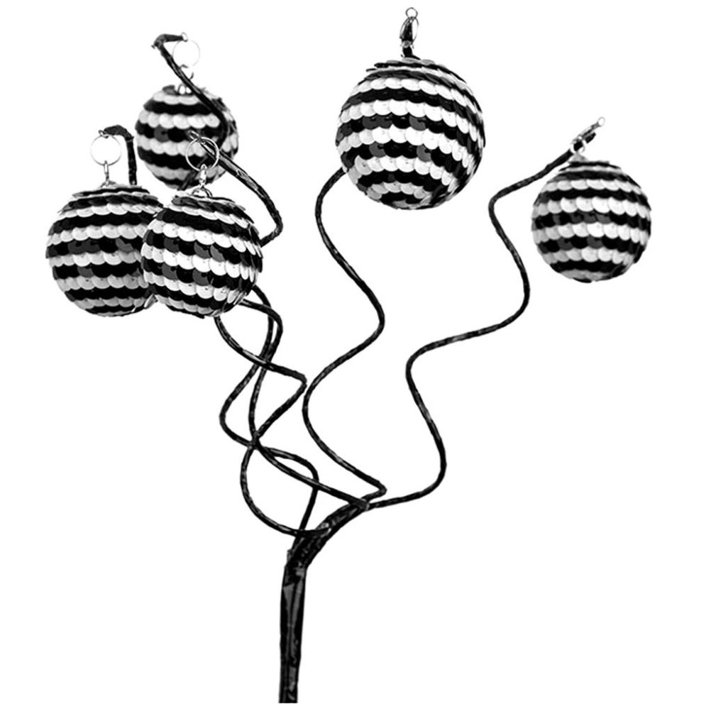 Rama con Mini Esferas Color Blanco Y Negro 40Cm Hungs