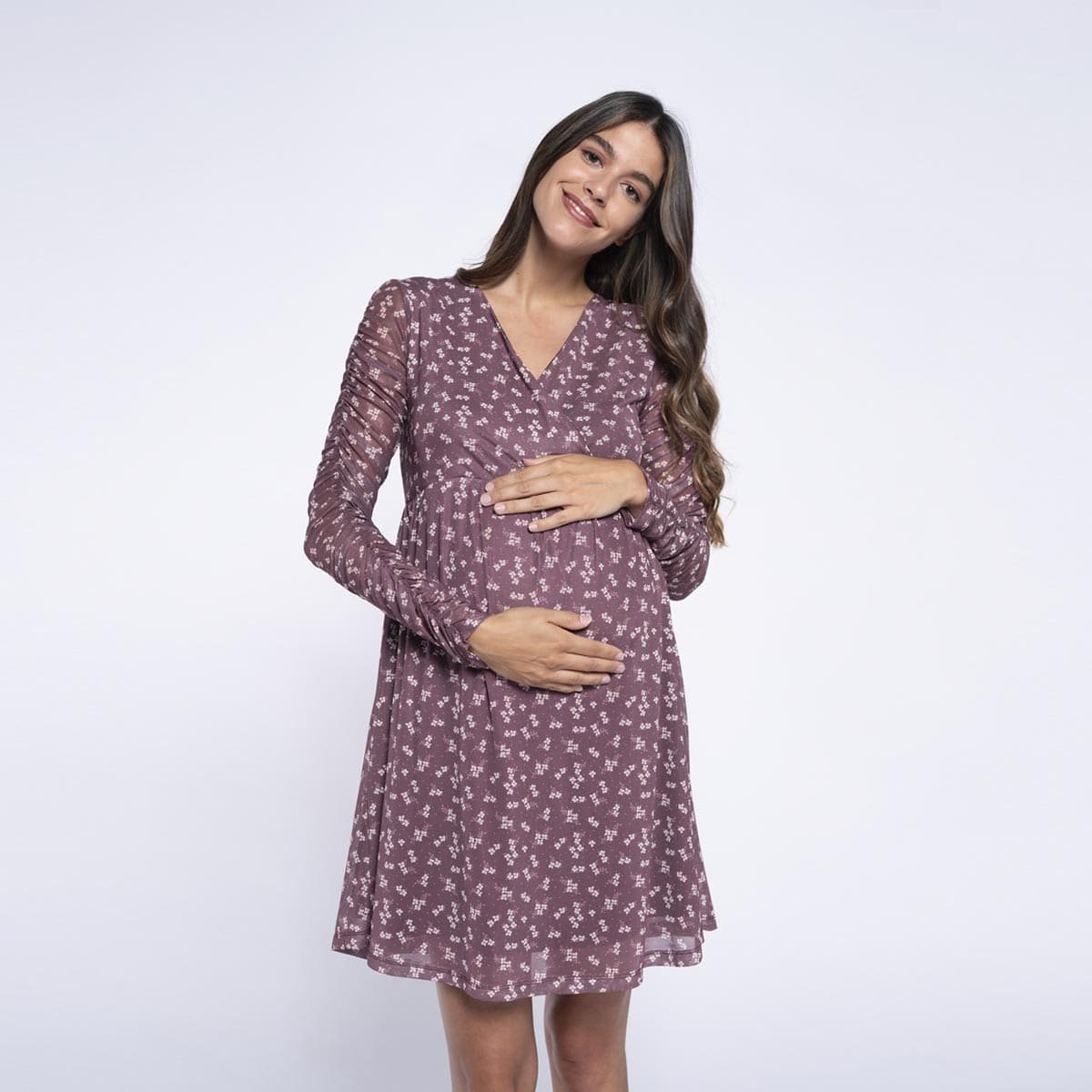 Vestido de Maternidad Estampado Manga Larga