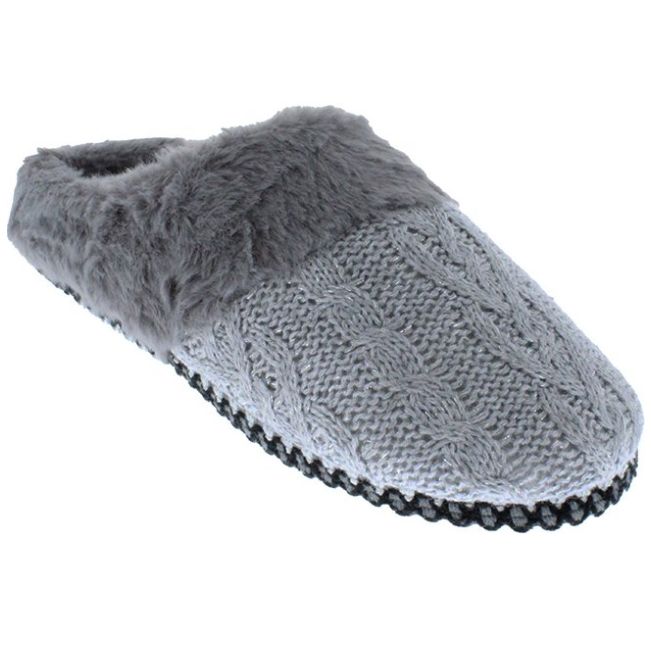 Pantufla Destalonada con Ceja Afelpada Gris Comfort Fit