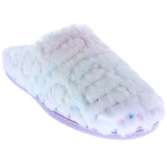 Pantufla Destalonada con Brillos Lila Comfort Fit