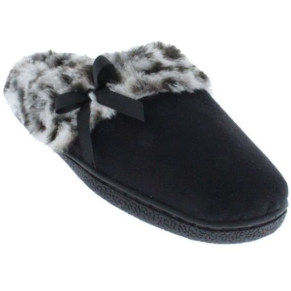Pantufla Destalonada con Ceja Y Moño Negra Comfort Fit