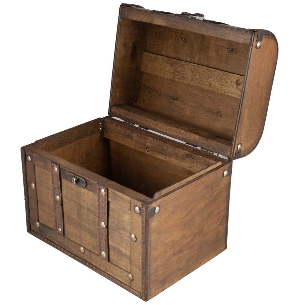 Home Nature Baúl de Madera Mediano Color Café 26X19X22.5 Cm