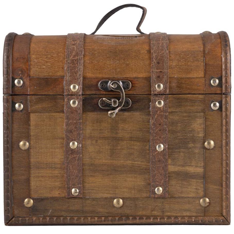 Home Nature Baúl de Madera Mediano Color Café 26X19X22.5 Cm