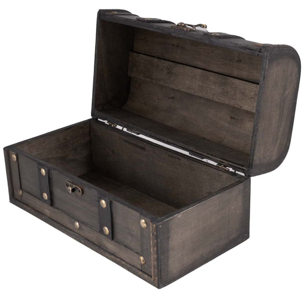 Home Nature Baúl Grande de Madera Color Gris 25X13X13 Cm