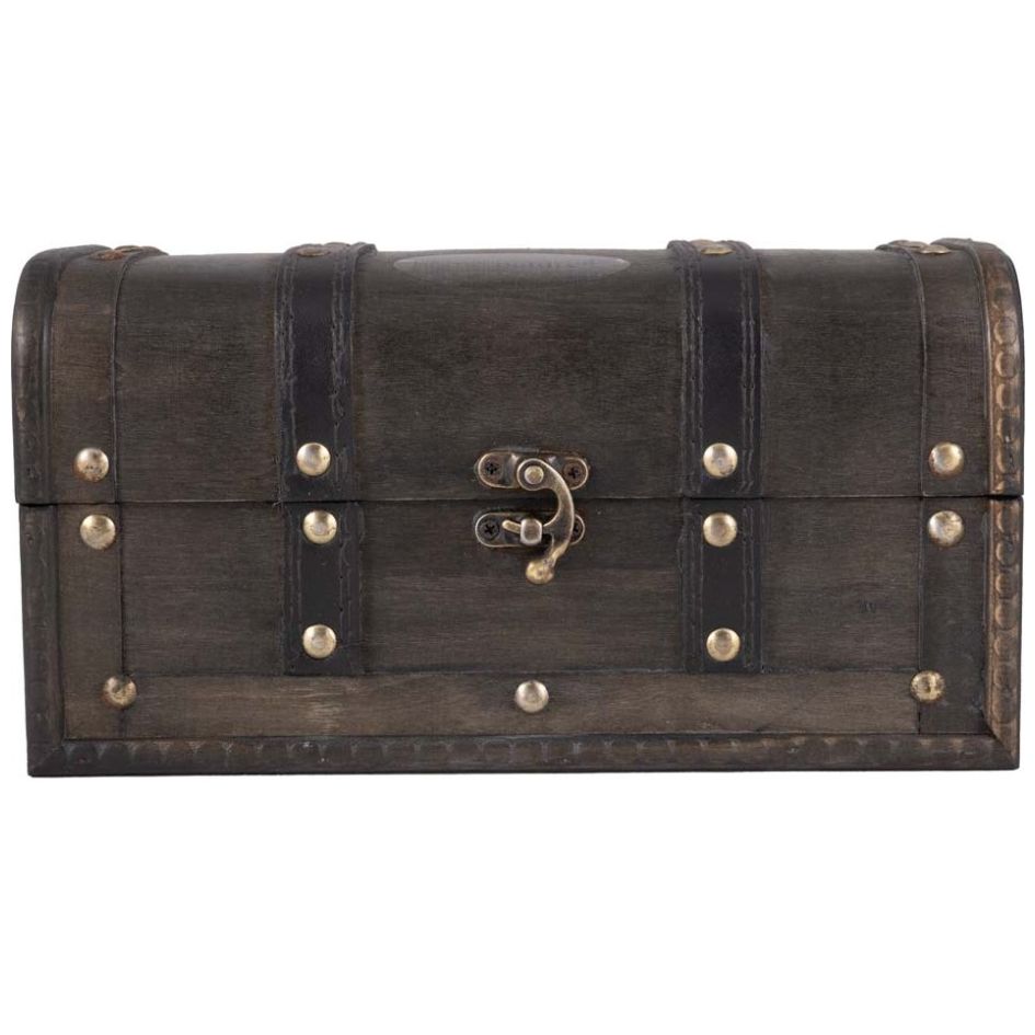 Home Nature Baúl Grande de Madera Color Gris 25X13X13 Cm