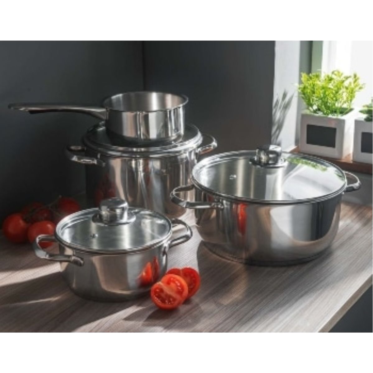 Batería Dux 7 Piezas Acero Inoxidable Magefesa