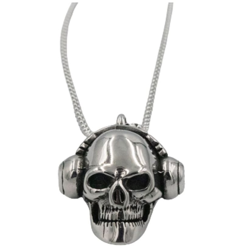Collar Dije Calavera Audífonos Acero Inori