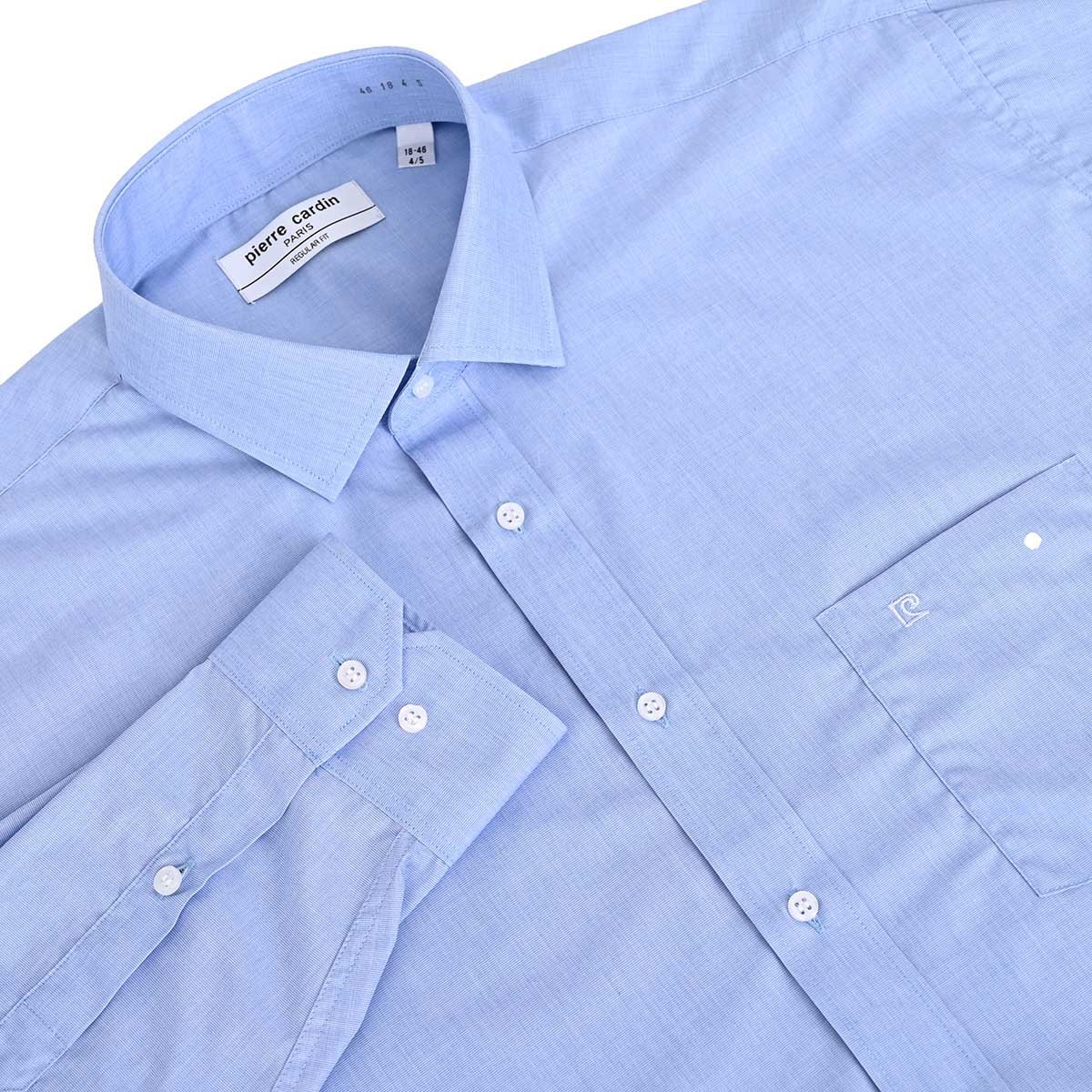 Camisa Pierre Cardin Manga Larga Minicuadros Azul para Hombre