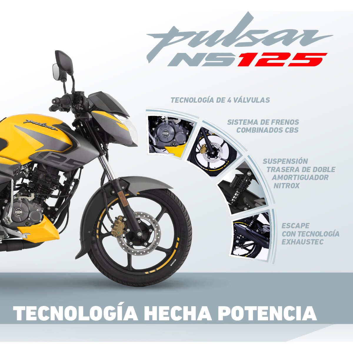 Motocicleta Pulsar Ns 125 Amarilla 2024 Bajaj