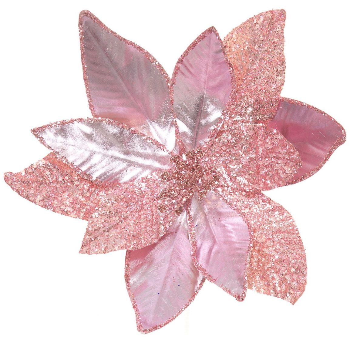 Flor de Nochebuena Color Rosa Metalico