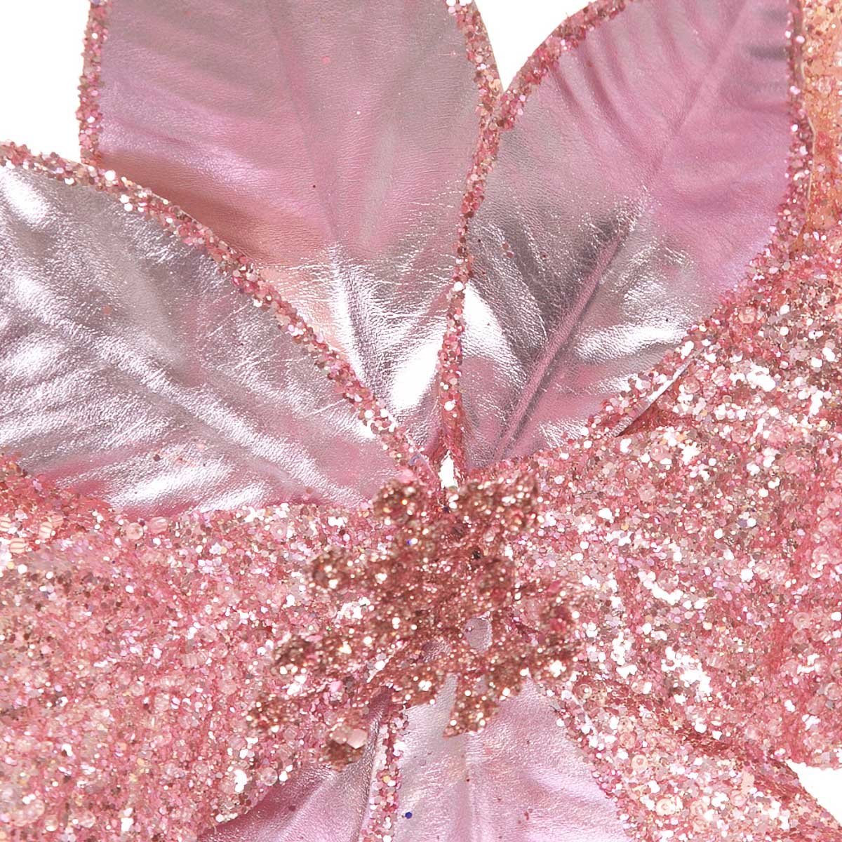 Flor de Nochebuena Color Rosa Metalico