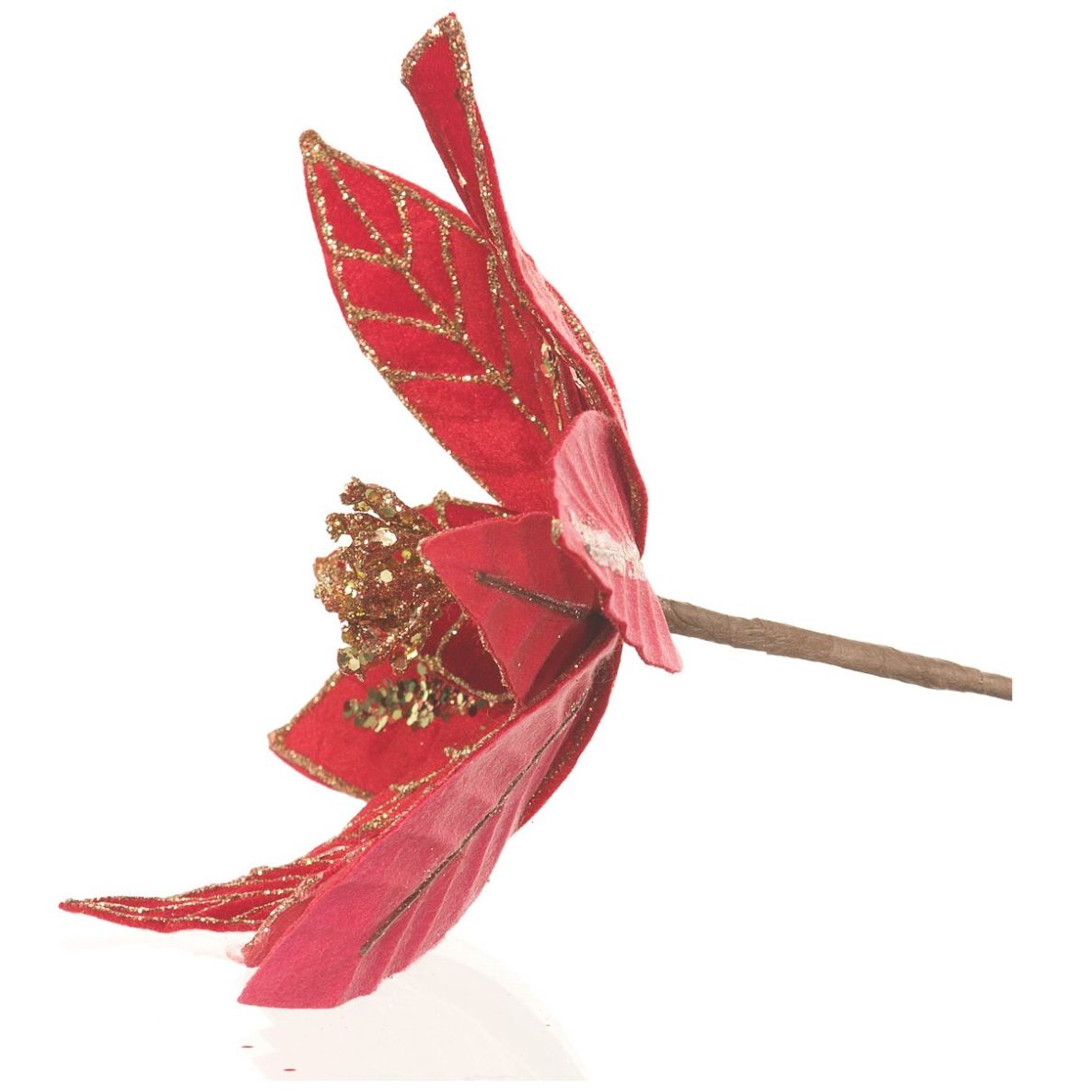 Flor de Nochebuena Color Rojo con Oro