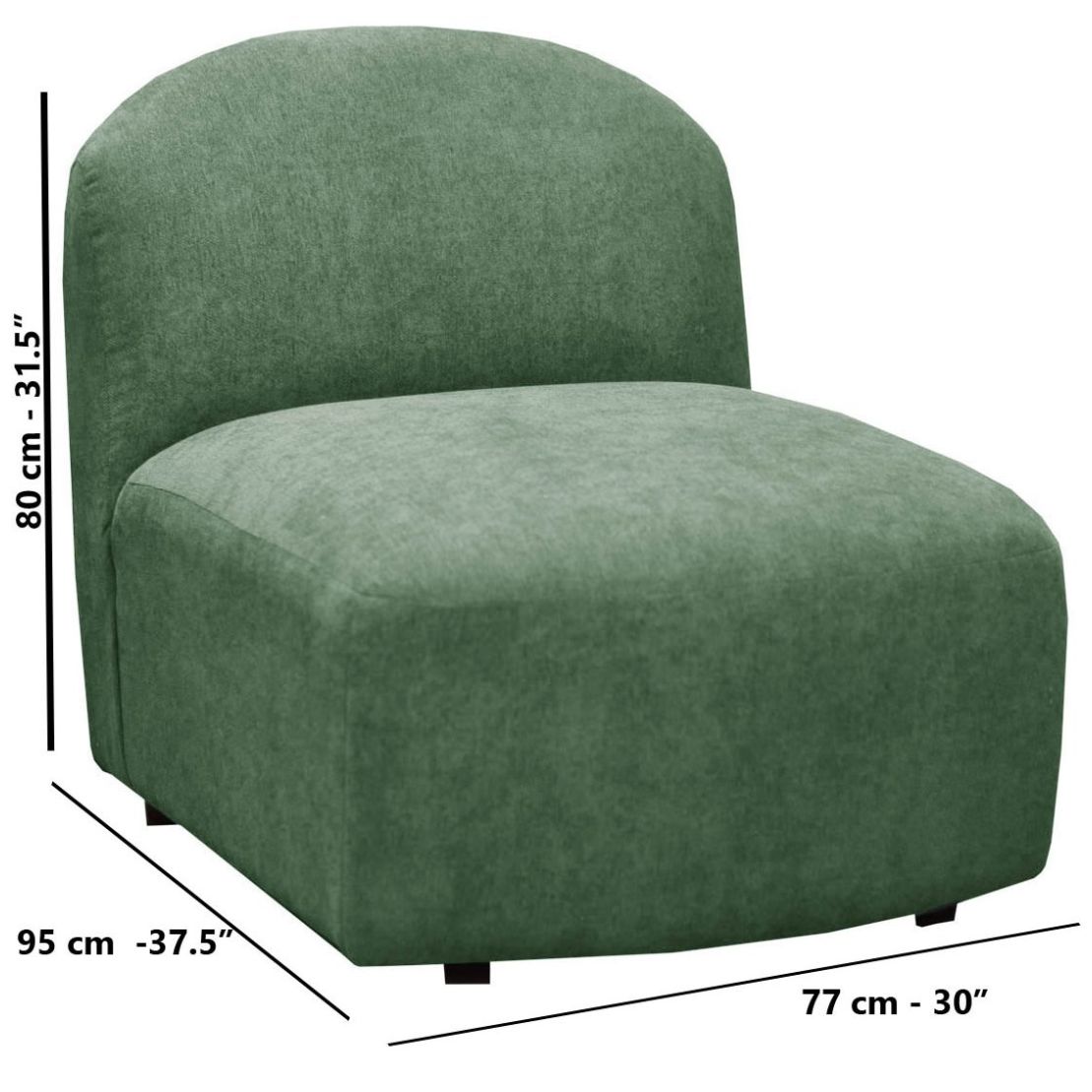 Sillón Individual Verri Sin Brazos Tela Verde Liz