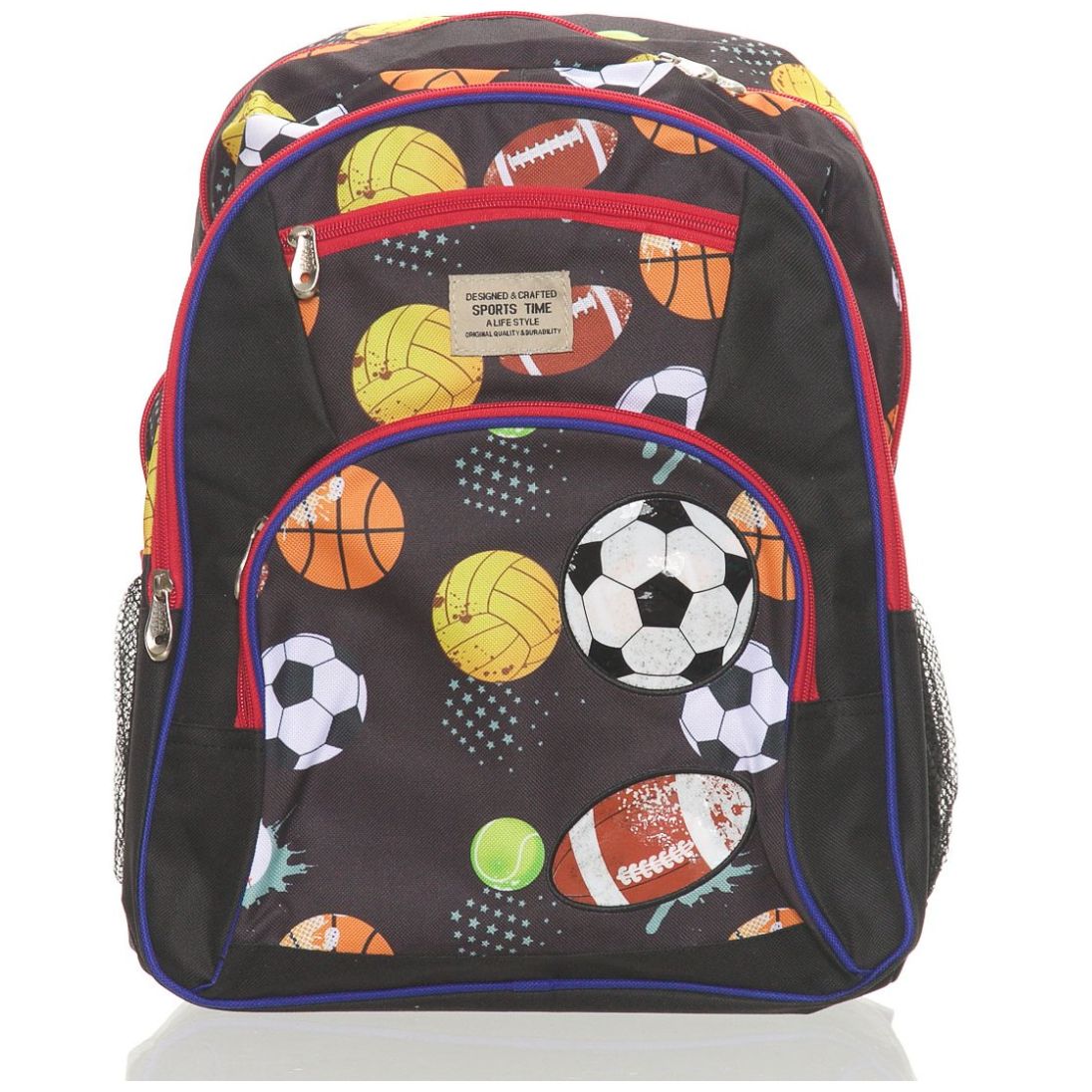 Mochila Negro Balones para Primaria Sports Time
