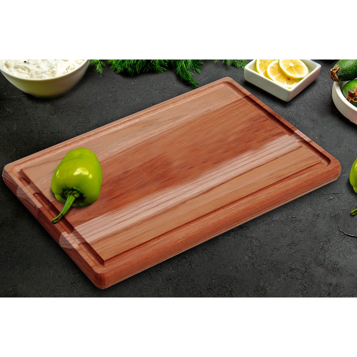 Tabla de Cocina Tramontina en madera Teca con mango 40x27 cm 